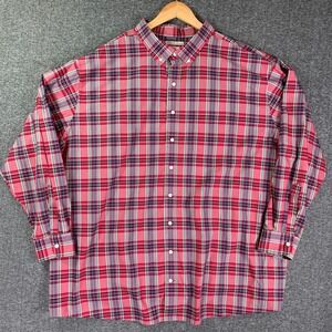 Oak Hill Button Down Shirt Men 4XLT Red Plaid Long Sleeve Cool & Dry DXL